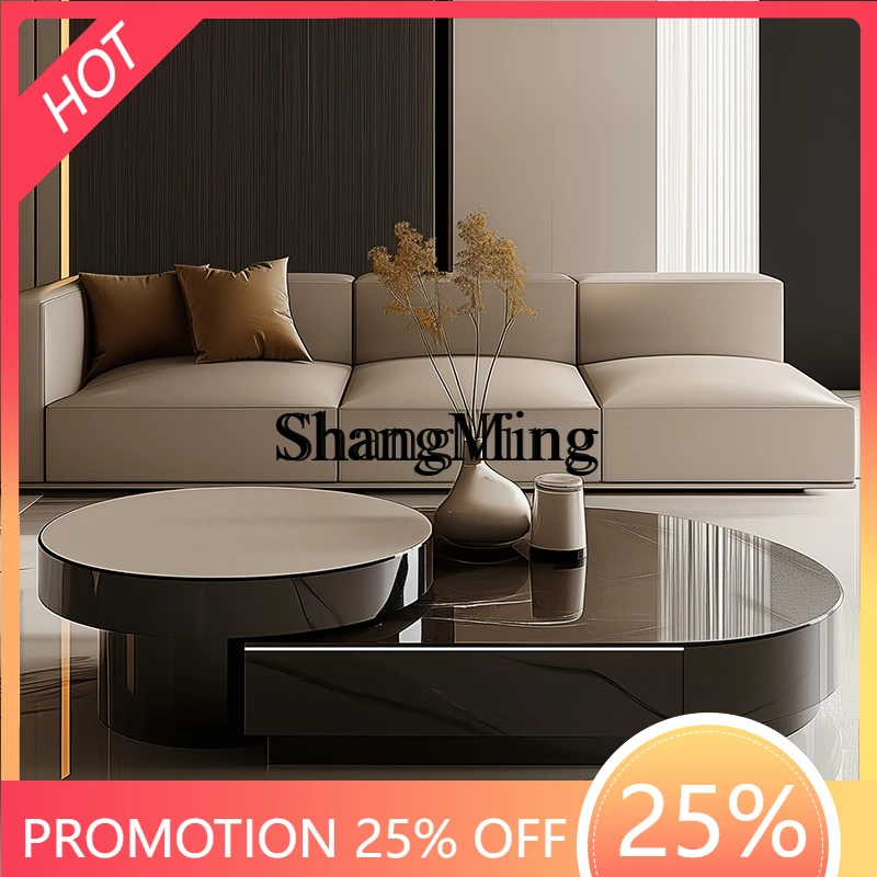 

FG white coffee table high and low combination living room table design sense modern creative microcrystalline stone