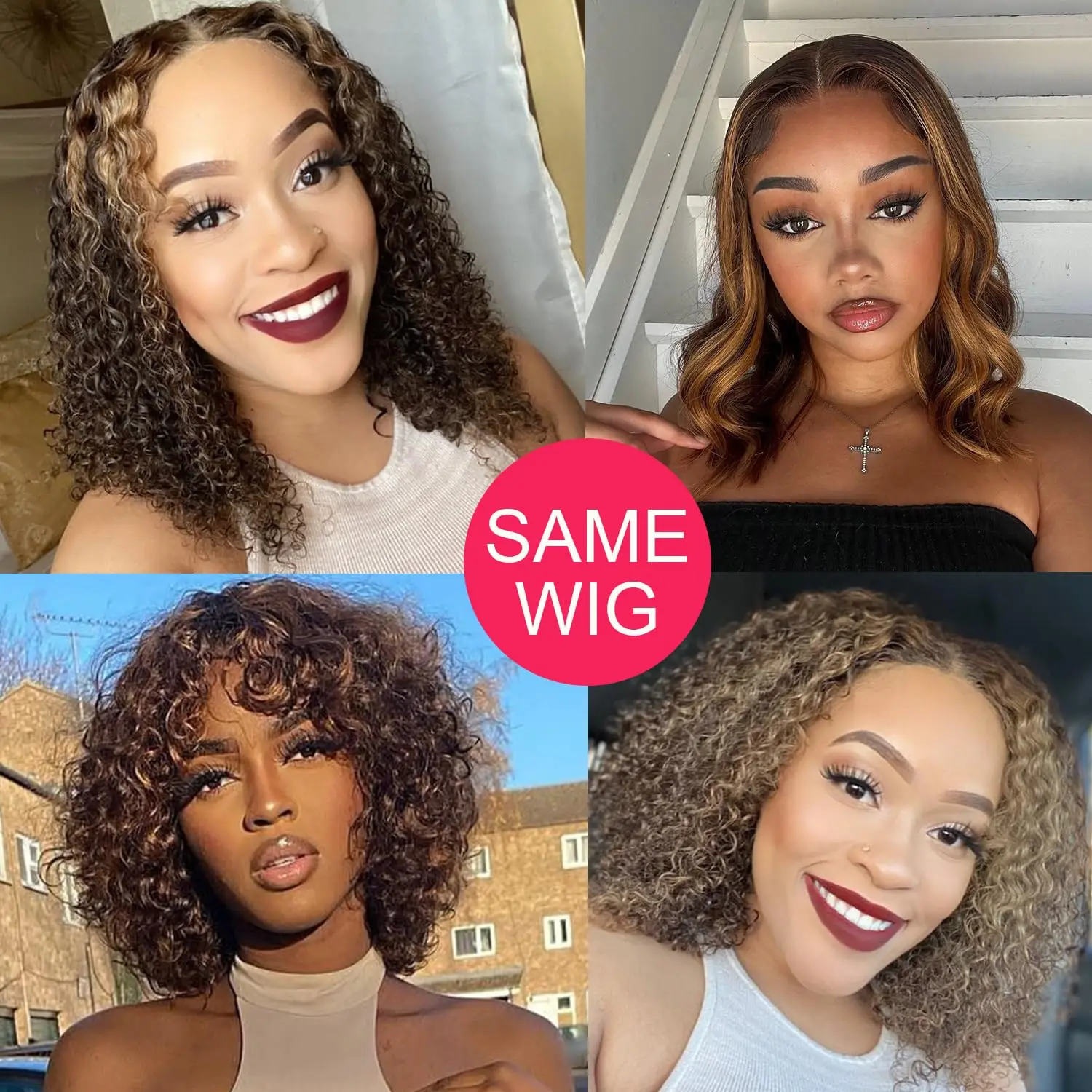 427 Highlight Short Bob 13X4 Deep Wave Lace Front Wig 13X6 HD Lace Frontal Human Hair Brazilian For Women