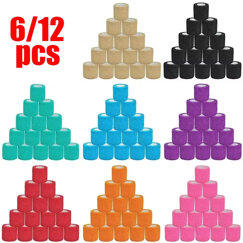 

6/12pcs Colorful Sport Self Adhesive Elastic Bandage Wrap Tape Elastoplast For Knee Finger Ankle Waterproof Athletic Bandage