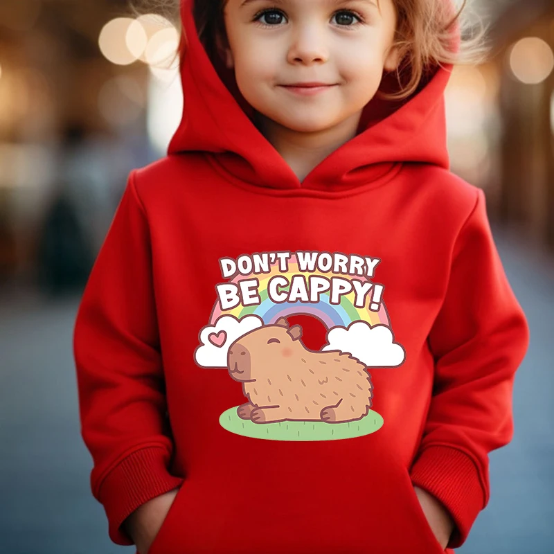 Cute Capybara in hot tub kids felpa con cappuccio pink plus maglione di velluto autunno e inverno top per ragazzi e ragazze