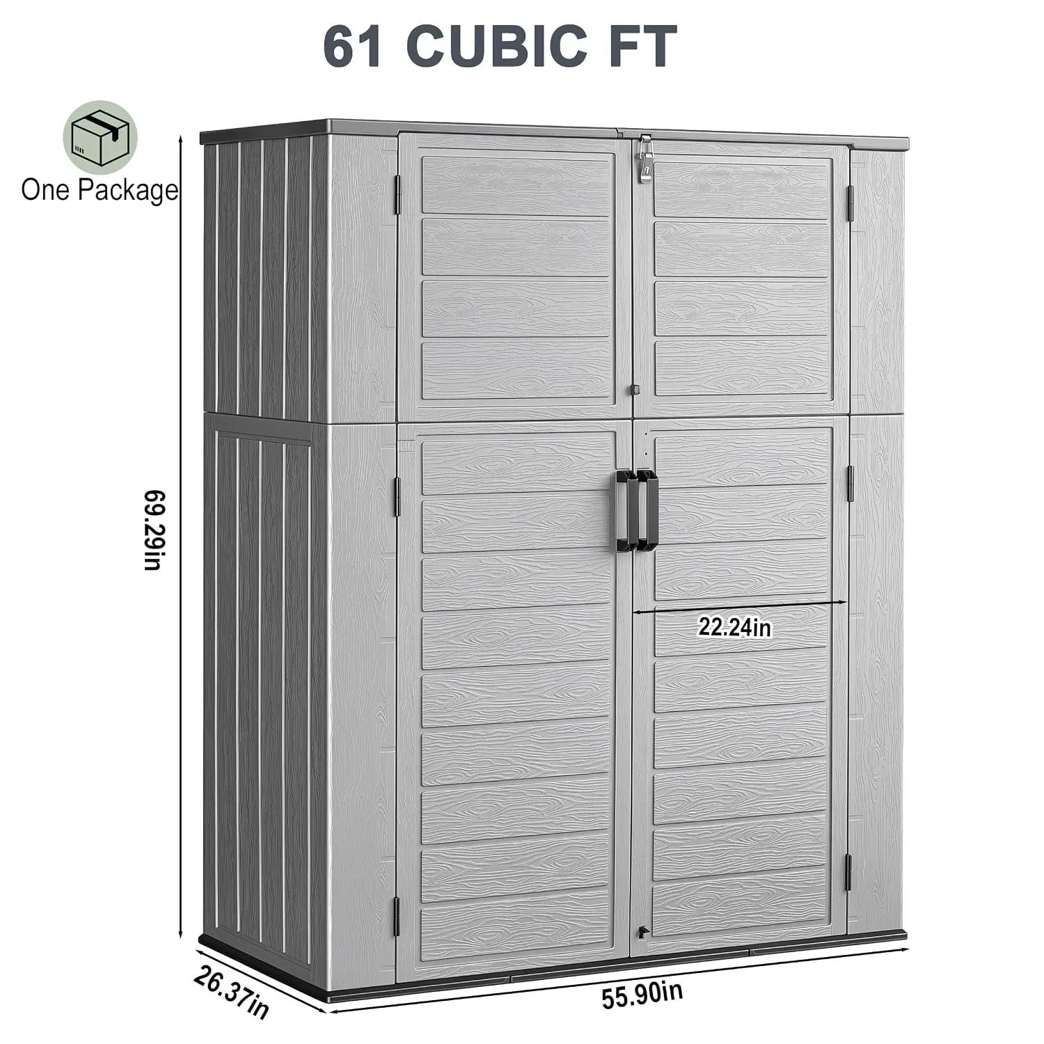 Waterproof Resin Outdoor Storage Cabinet, 61 Cu.Ft, Customized