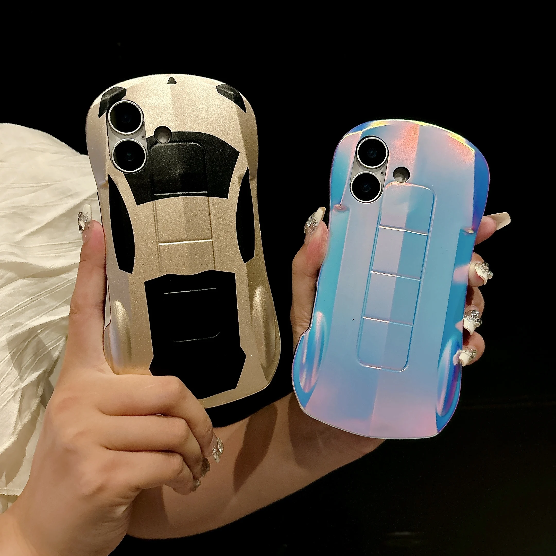 

7th-Version 3D Supercar For iPhone 7 8 Plus XR XS Max 11 12 13 14 15 16 ProMax Phone Back Cover Case Cover Soft Rubber+PC Shell