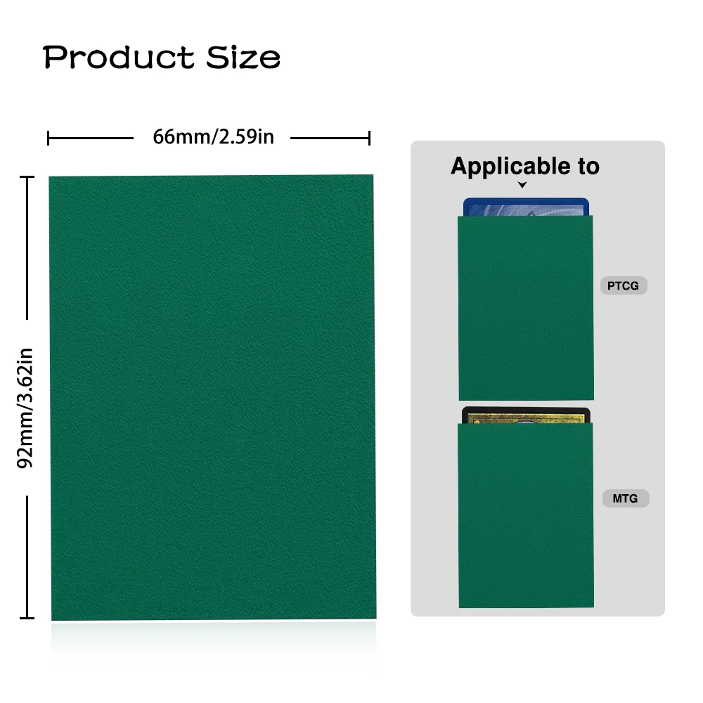 100PCS Matte Green Card Sleeves 66x92mm Standard Size Deck Protectors for MTG PKM TCG Trading Cards