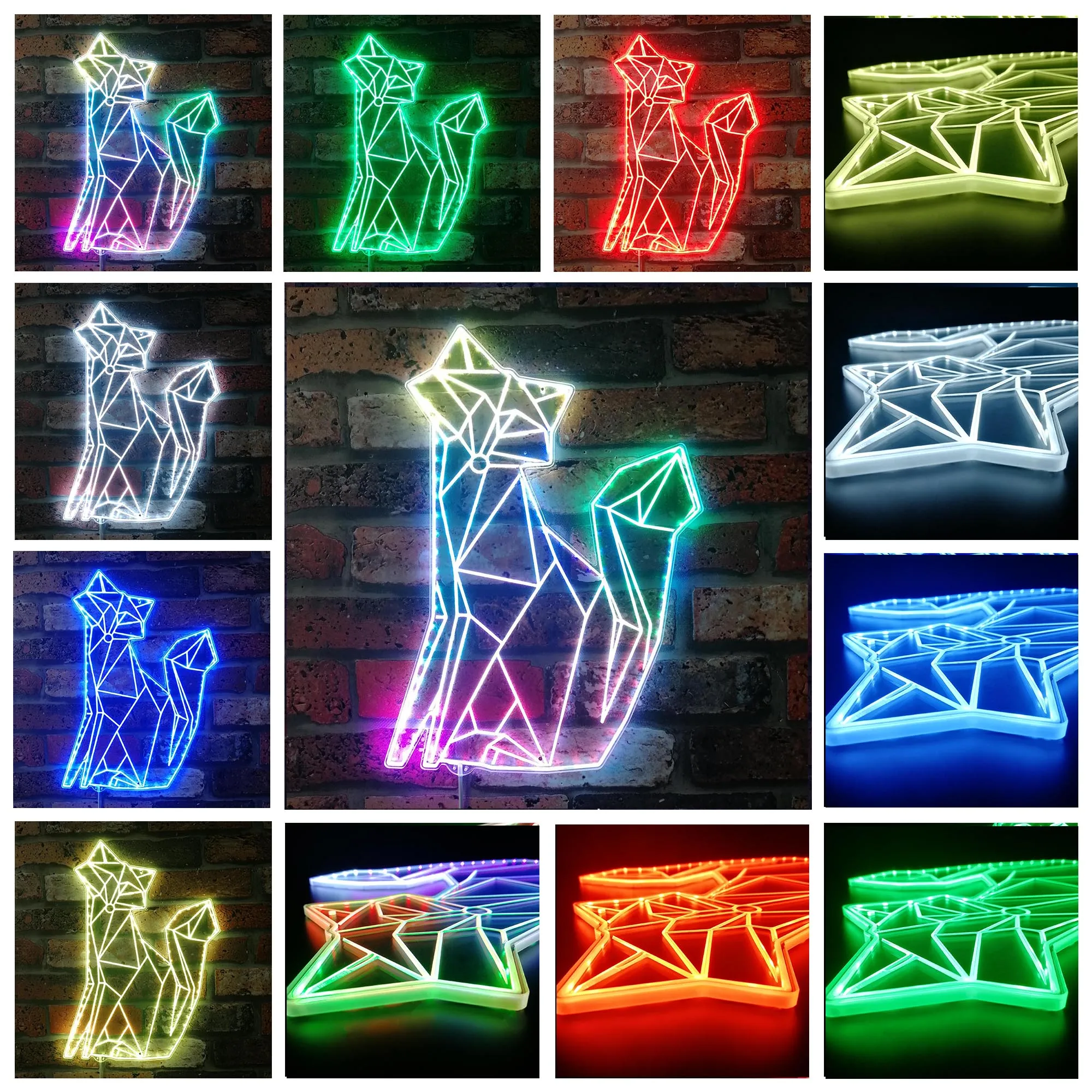 Fox Geometric RGB Dynamic Glam LED Sign st06-fnd-i0280
