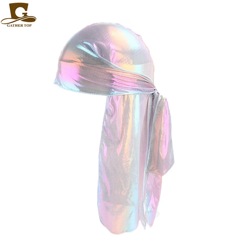 2023 New Unisex Silk Satin Durags Bandanas Turban Hat Longtail Pirate Long Ribbon Durag Biker Headwear Headband Hair Accessories