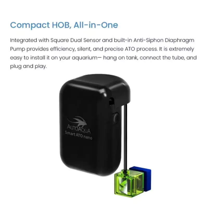 AUTOAQUA Smart ATO Nano HOB SATO-270D Auto Top Off System Dual Optical Sensor Diaphragm Pump for Aquariums Under 50 Gallons