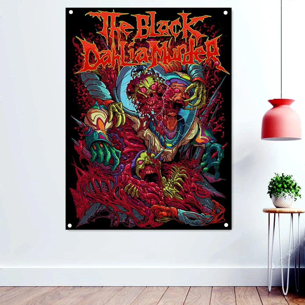 Heavy Metal Music Rock Band Banner Wall Chart Fantastically Brutal Dark Art Flag Skull Tattoo Poster Decorative Hanging Cloth B2