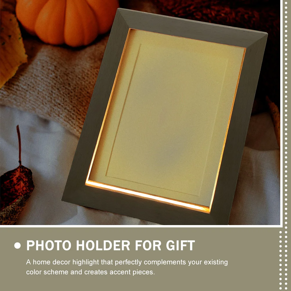 Glowing Photo Frame Luminous Holder for Gift USB Home Display LED Light 3D Vintage Picture Frames