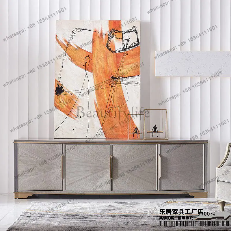 American light luxury solid wood TV cabinet bedroom high video cabinet modern simplicity