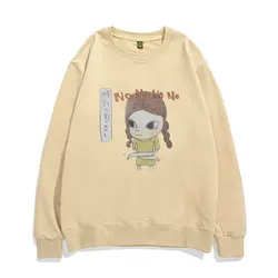 Yoshitomo Nara Girl with Braids No No Graphic Sweatshirt Men Women Vintage Cartoon Pullover Tracksuit Male Oversized Sweatshirt