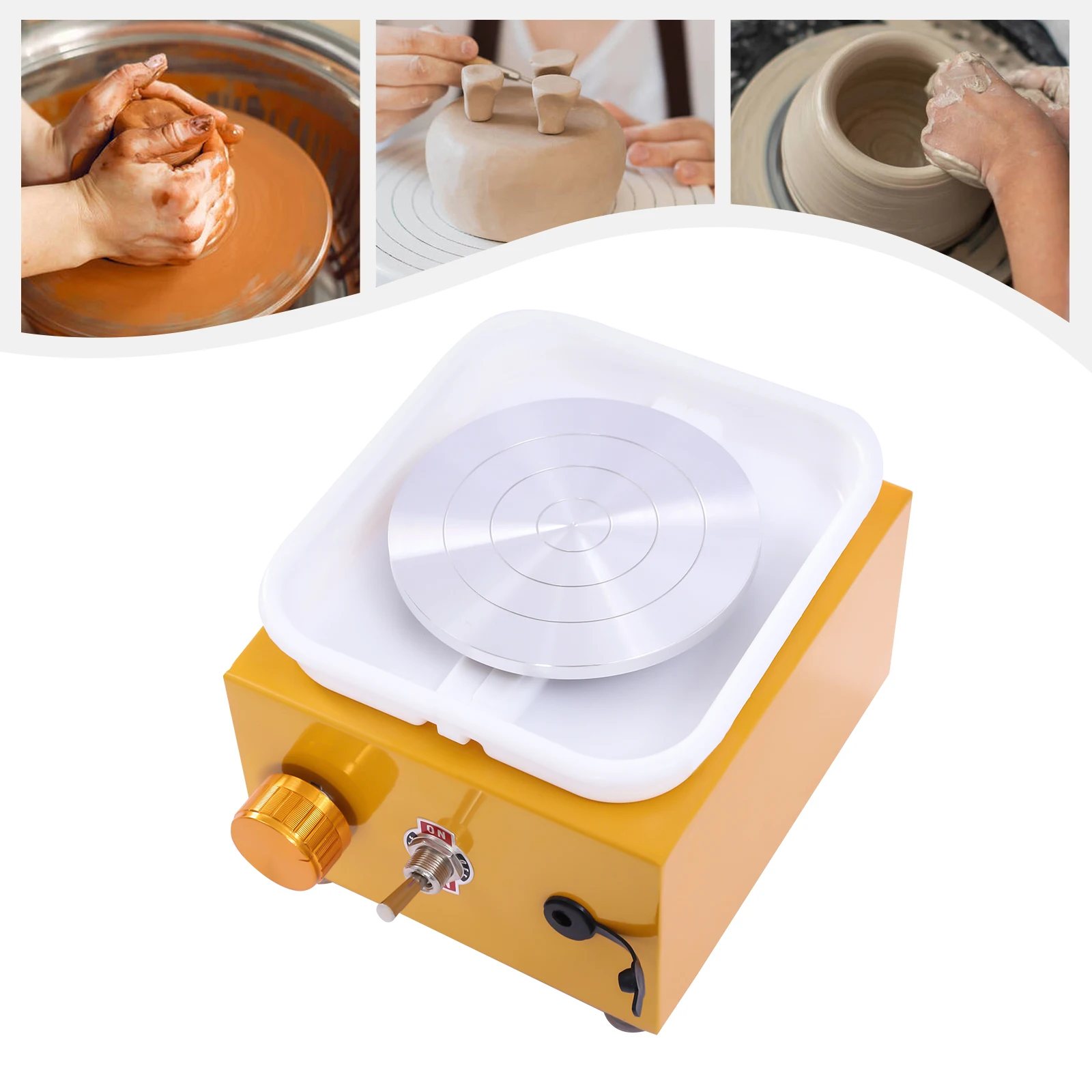 Electric Mini Pottery Wheel, Pottery Set Turntable 2000 RPM with Removable ABS Basin, 10 cm Ceramic Plate for Clay Art Craft