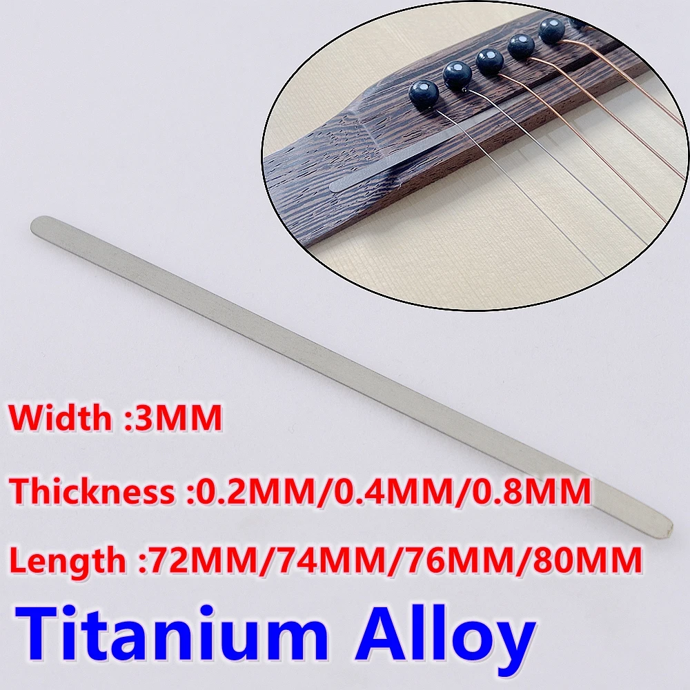 1 Set Titanium Alloy Folk  Acoustic Guitar Bridge Nut Increase Height Spacer 72mm/74mm/76mm/80mm*3.0mm*0.2mm/0.4mm/0.8mm