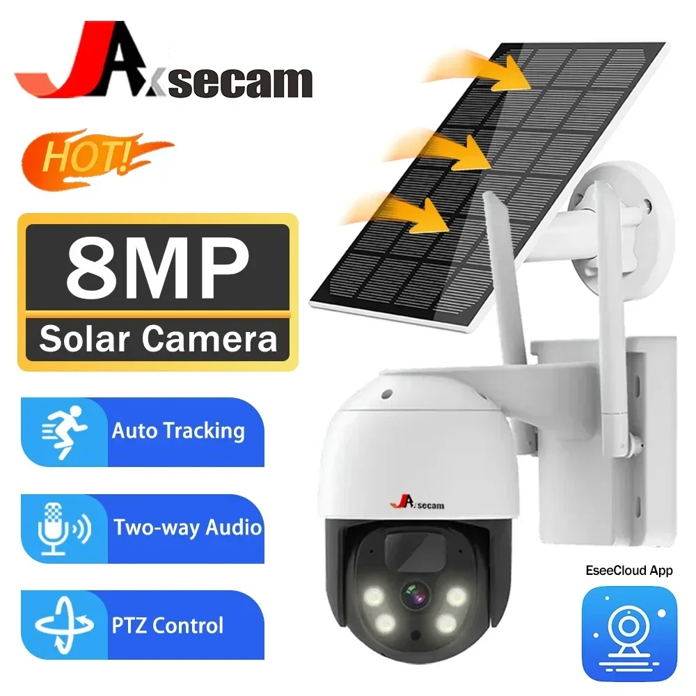 

5MP WiFi Solar Camera PIR Human Detection PTZ IP Cam With 10400mAh Solar Panel Recharge Battery Video Surveillance 360° Camera