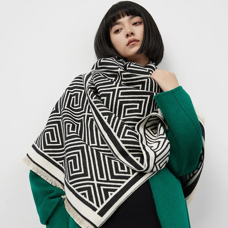 

Cashmere Poncho Scarf Women Thick Warm Blanket Shawl And Wraps Fashion Print 2023 Design Travel Pahsmina Bufanda Stoles Echarpe