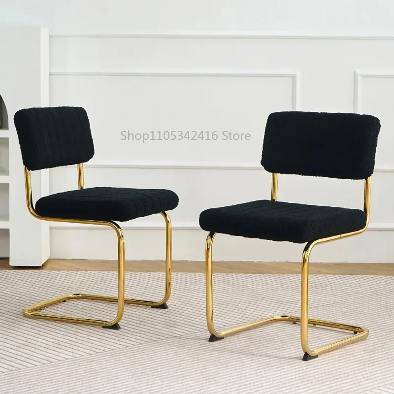 Set of 2 Modern Stylish Black Dining Chairs, Gold Metal Legs Upholstered Accent Chairs for Home Kitchen