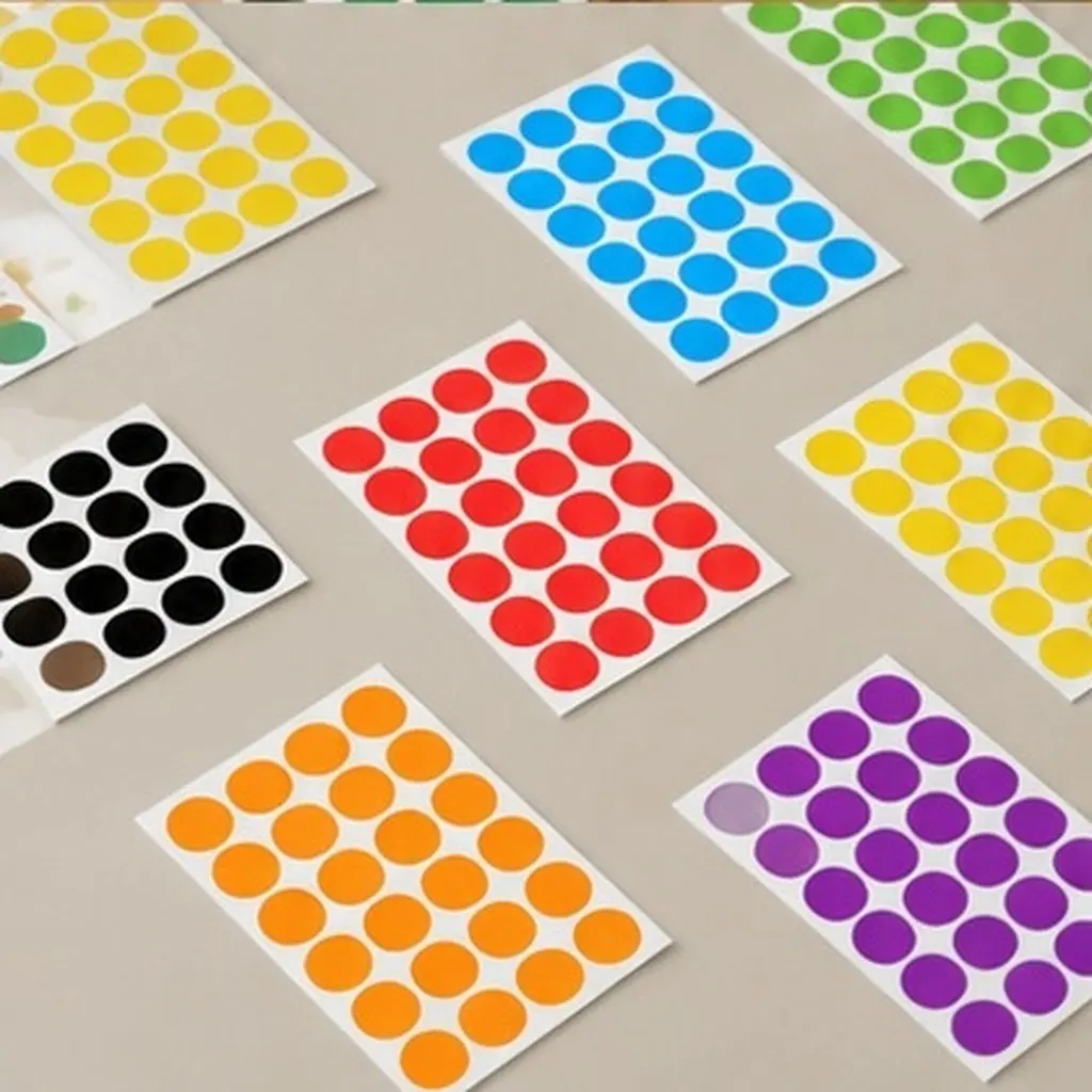 50 Sheets Round Color Dot Stickers Self-Adhesive Colored Circle Labels for Organization Classification Home Office