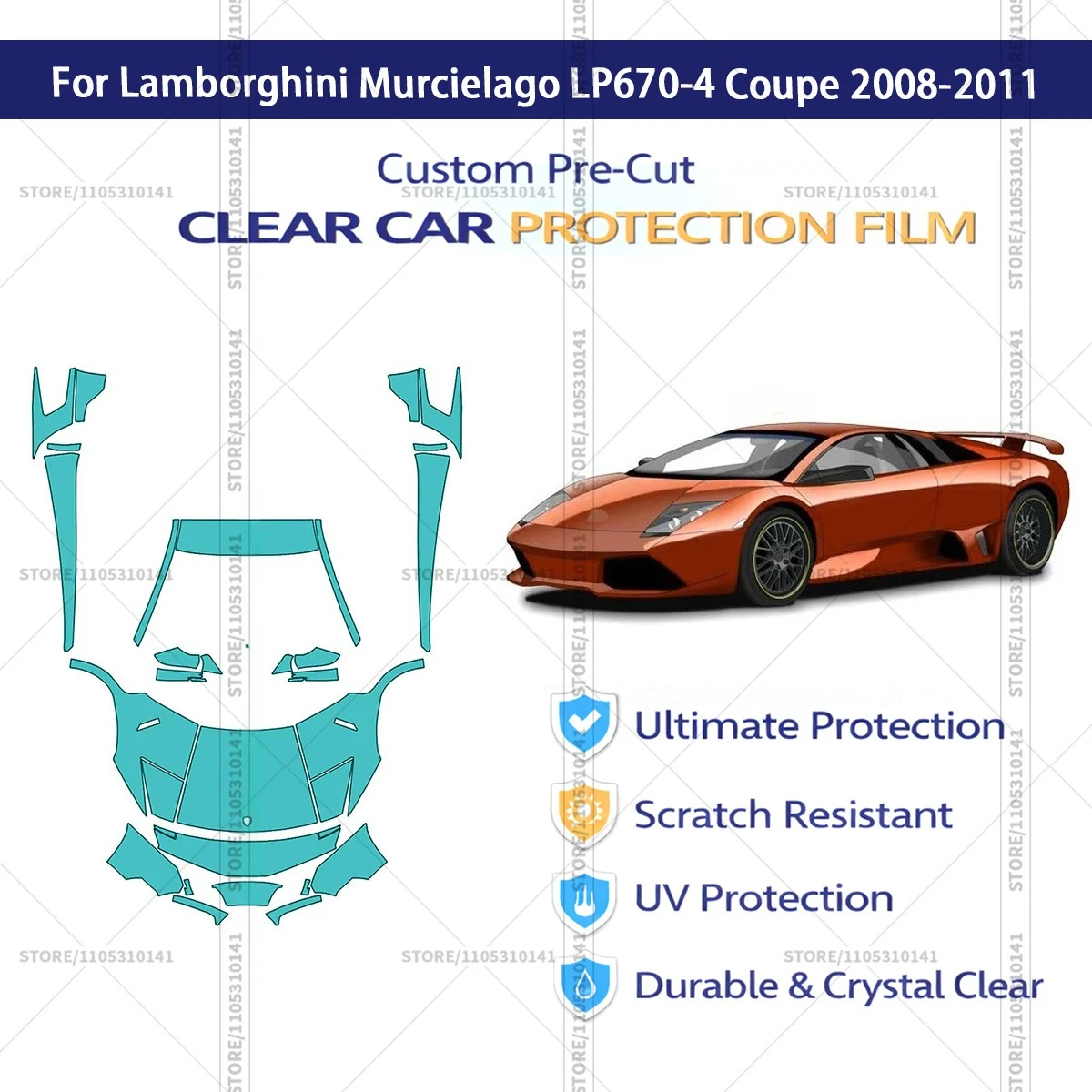 

Pre-Cut Paint Protection Film PPF Transparent Car Film Automotive PPF For Lamborghini Murcielago LP670-4 Coupe 2008-2011