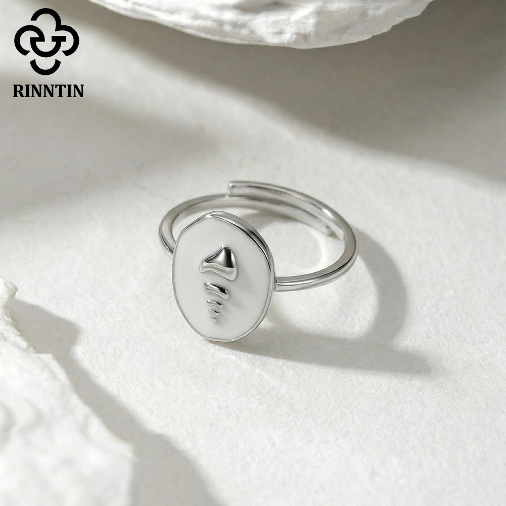 Rinntin 925 Sterling Silver Trendy Ocean Seashell Rings for Women Adjustable Finger Ring Jewelry Collection Birthday Gift APR43