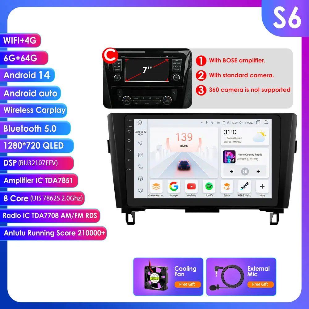 AI Android autoradio voor Nissan X-Trail 3 T32 Qashqai J11 2 2013-2017 draadloze Carplay multimediaspeler Android Auto stereo 4G