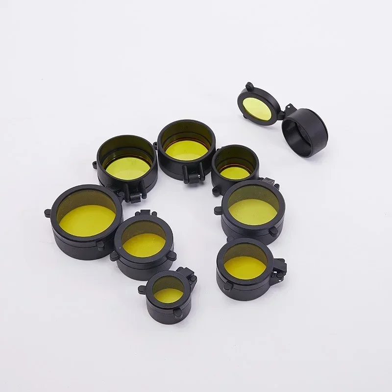 30-69MM Transparent Rifle Scope Lens Cover Flip Up Quick Spring Protection Cap Yellow Objective Lense Lid for Hunting