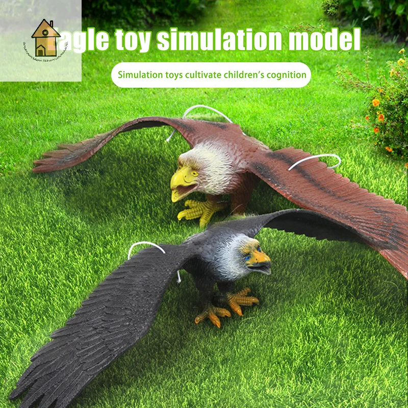 

1 Piece Outdoor Eagle Figurine Hanging Bird Deterrent Plastic Eagle Ornament Vivid Flying Bird Hawk Decoy Garden Scarecrow