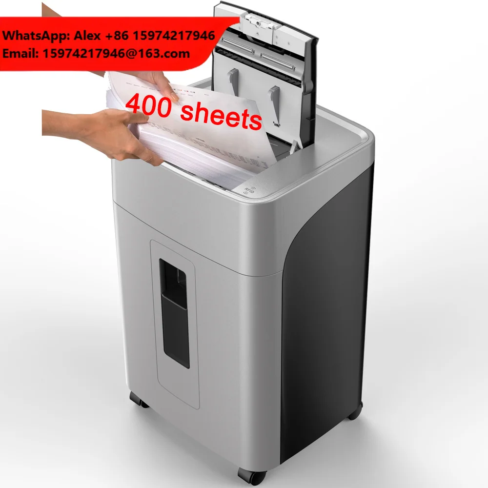 OEM 24 Hours Non-Stop P4 Heavy Duty CD Paper Shredder 400 Sheets Cross Cut Office Auto Feed Commercial Paper Shredder