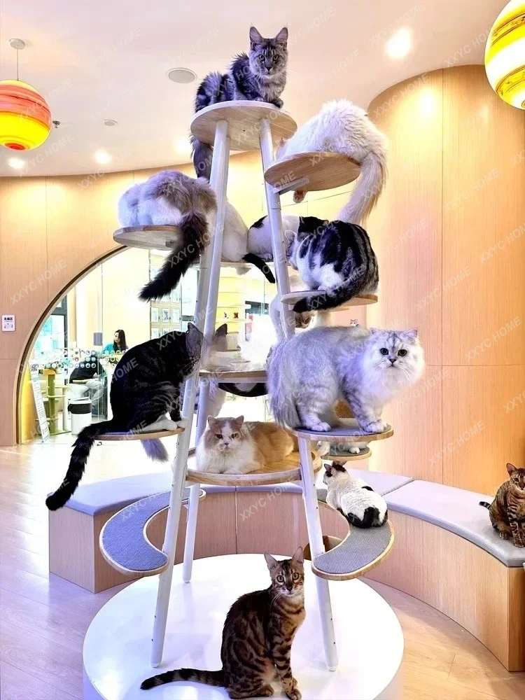 

Интегрированная роскошная кошачья лежанка-когтеточка A Jump Cat: минималистичная, очень большая, для дома, с колонной из массива дерева