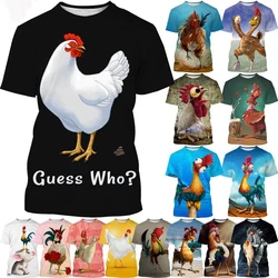 New Hot Sale Chicken Art 3D Printing Men's Short Sleeved T-shirt Casual Fashion Animal Harajuku Style Printed Street Top