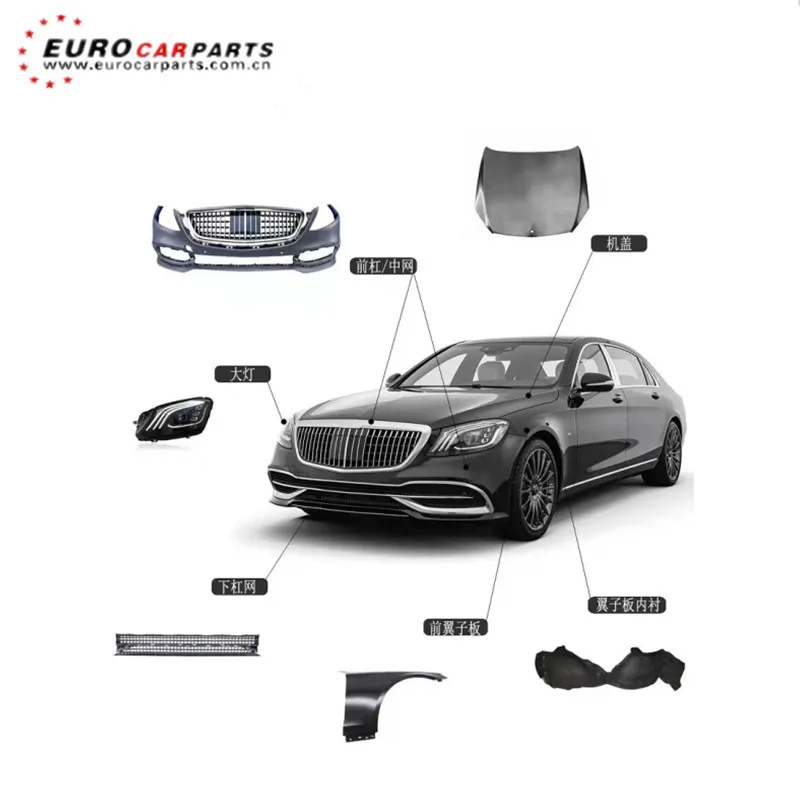 Car Bumper Part Bodykit Full Body Kit Set S class w221 S350 S300 upgrade maybch W222 facelift bumper light S class w222