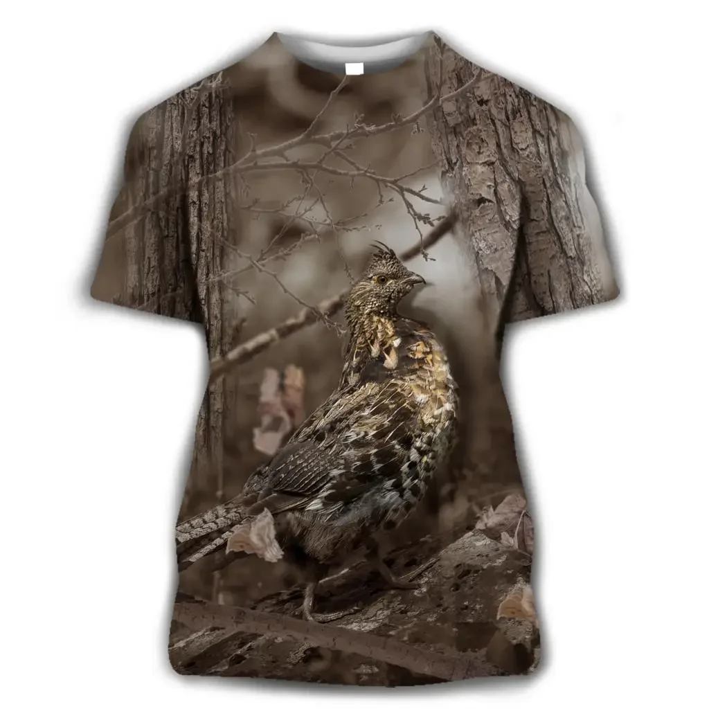 Wild Boar 3D Oversized T-shirt Summer Casual Men's Fashion Streetwear Children's Short-sleeved Shirt Camouflage Hunting Animal