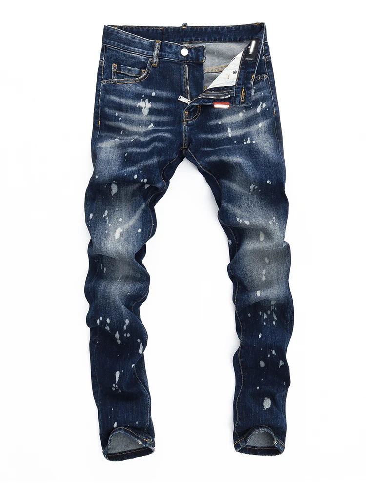 

Мужские джинсы Faion Urban, зауженные, рваные, в стиле High Street, с пэчворком, с эффектом дыр, из денима, со средней высотой талии, с микроэластичностью