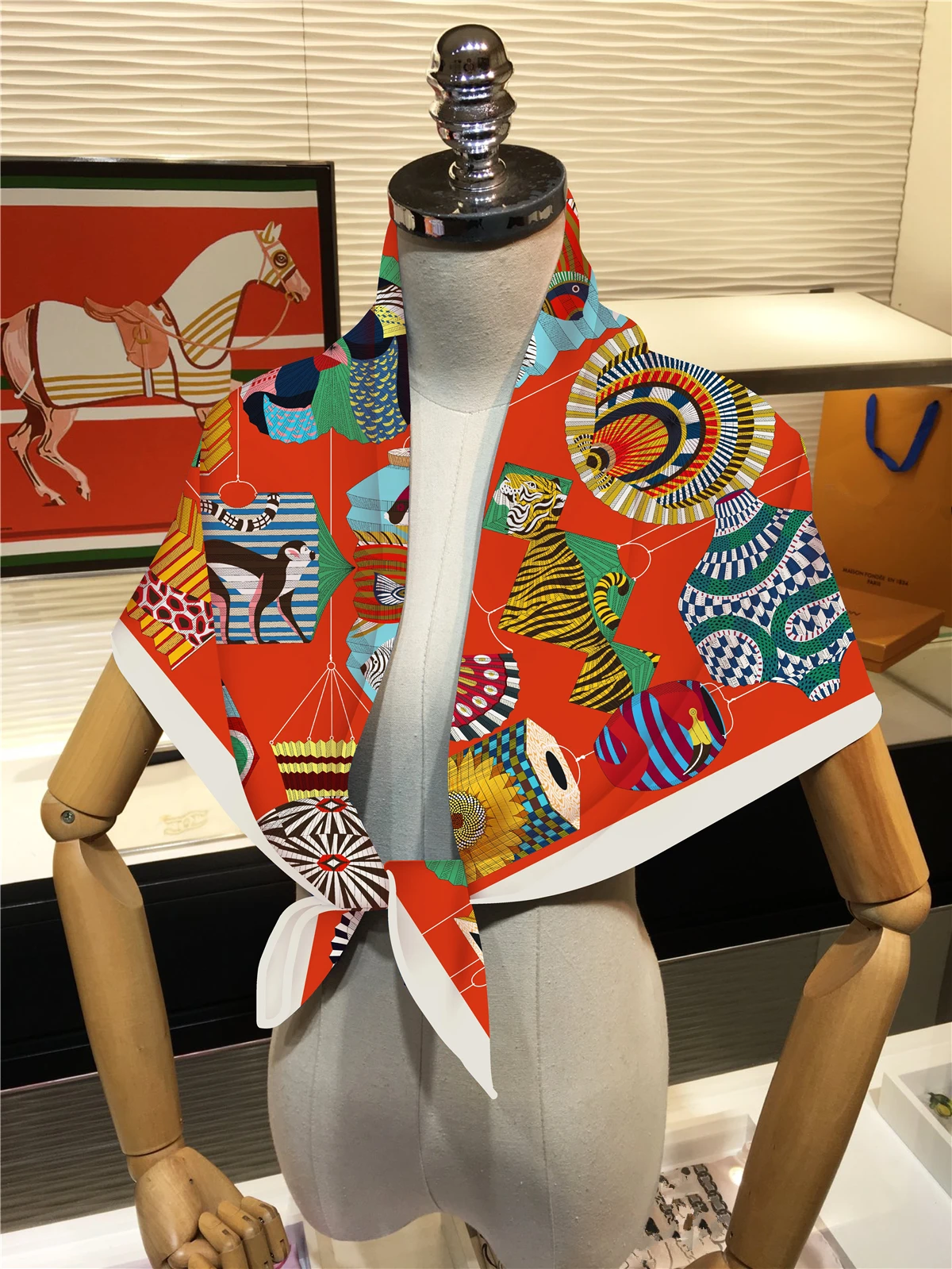 Bufanda de sarga de seda de estilo bohemio de 90cm, chal cuadrado de marca 2024, Hijab para mujer, Bandana de lujo, Foulard, pañuelos para la cabeza