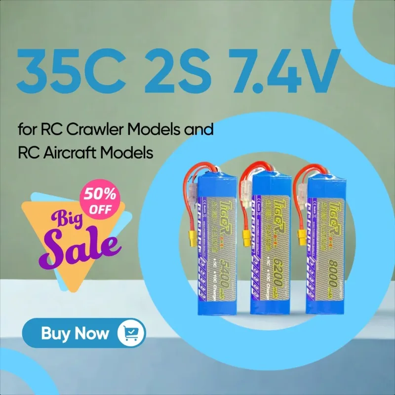 

35C 2S 7.4V 5400mAh 6200mAh 8000mAh High-capacity Li-Po Batteries for RC Crawler Models and RC Aircraft Models