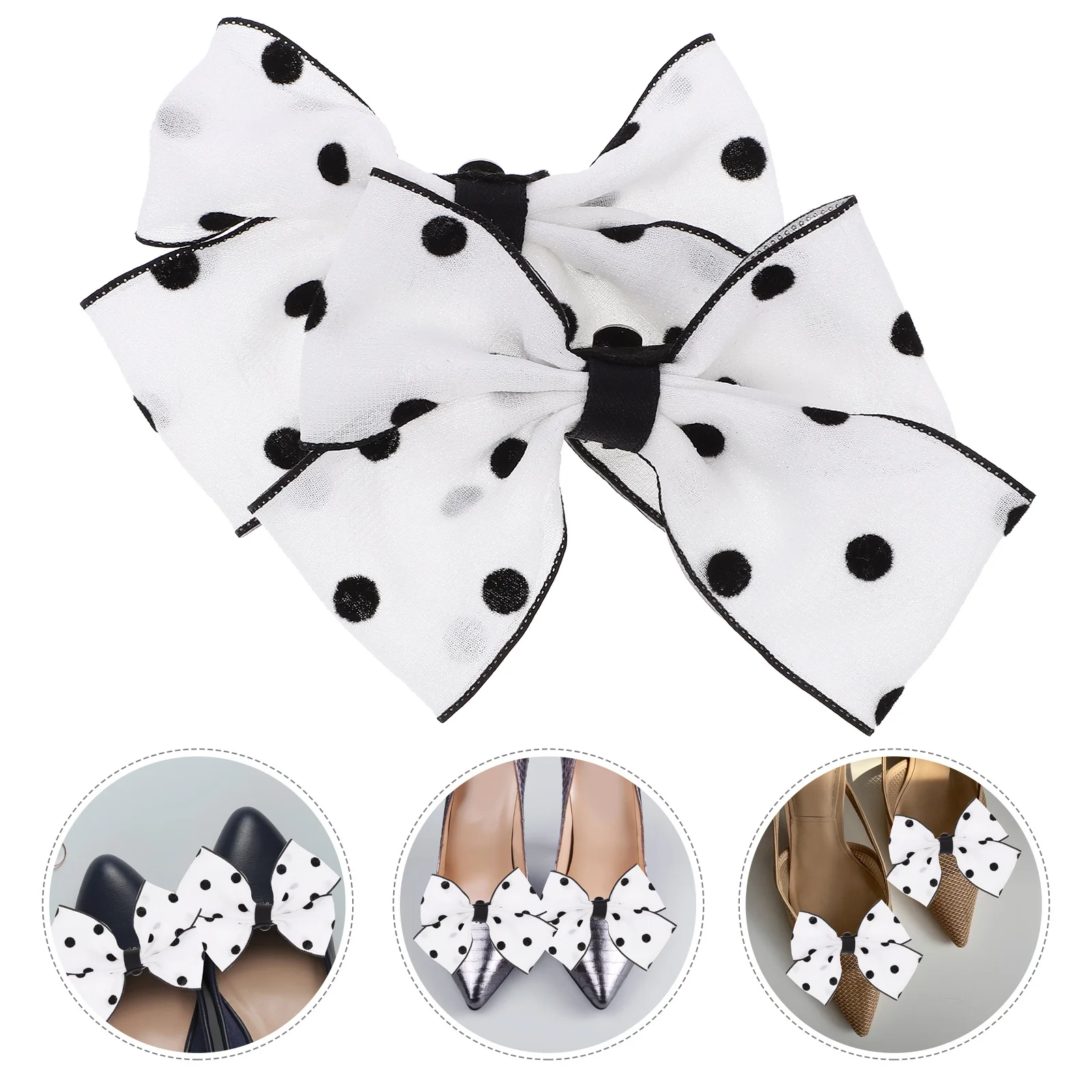 

1 Pair Butterfly Bow Shoe Clip Dots Print Decorative Buckle For Women High Heel Bridal Wedding Pumps Shoe Jewelry Accessories