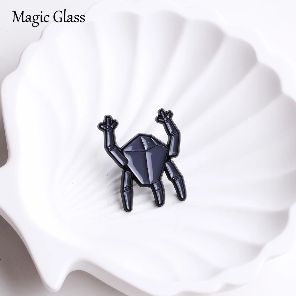 Black Origami Frog Enamel Pin, Geometric Polygon Frog Lapel Brooch, Minimalist Animal Badge Backpack Clothing Decor Jewelry Gift