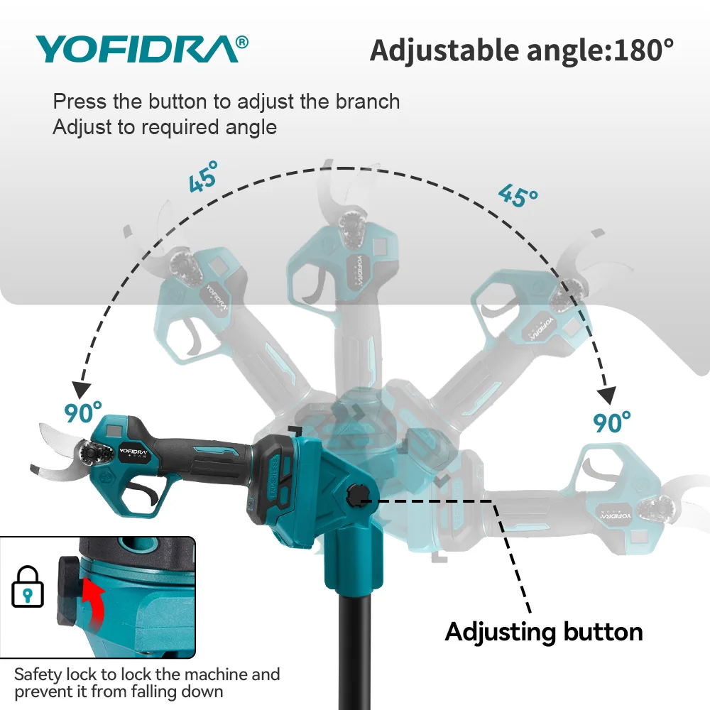 YOFIDRA Brushless Telescoping Pole Electric Chainsaw High Scalable 30MM Pruner Shear Scissors Tool For Makita 21V Battery Pin