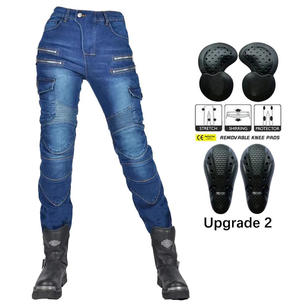 Nieuwe motorcrossbroek dubbele rits metalen stijl moto heren voor dames outdoor rijjeans met beschermende uitrusting motorbroek
