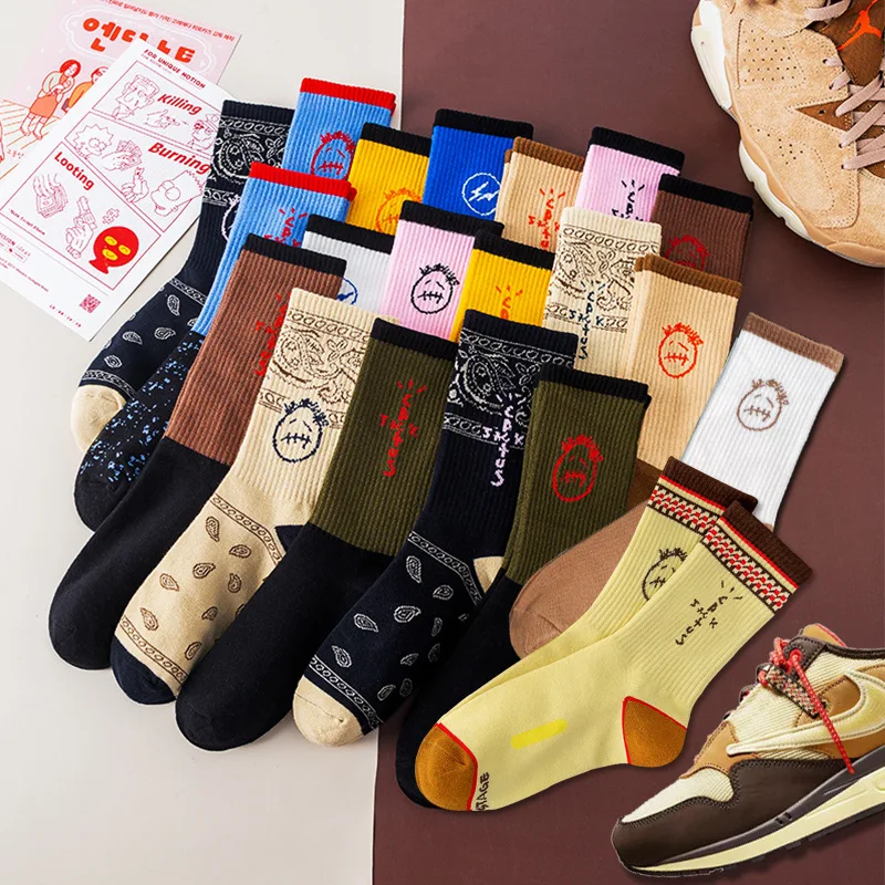 

New Men's Socks hip-hop street skateboard Cactus Jack Skate Crew Socks Fashion Black Funny Mens Gifts Sock