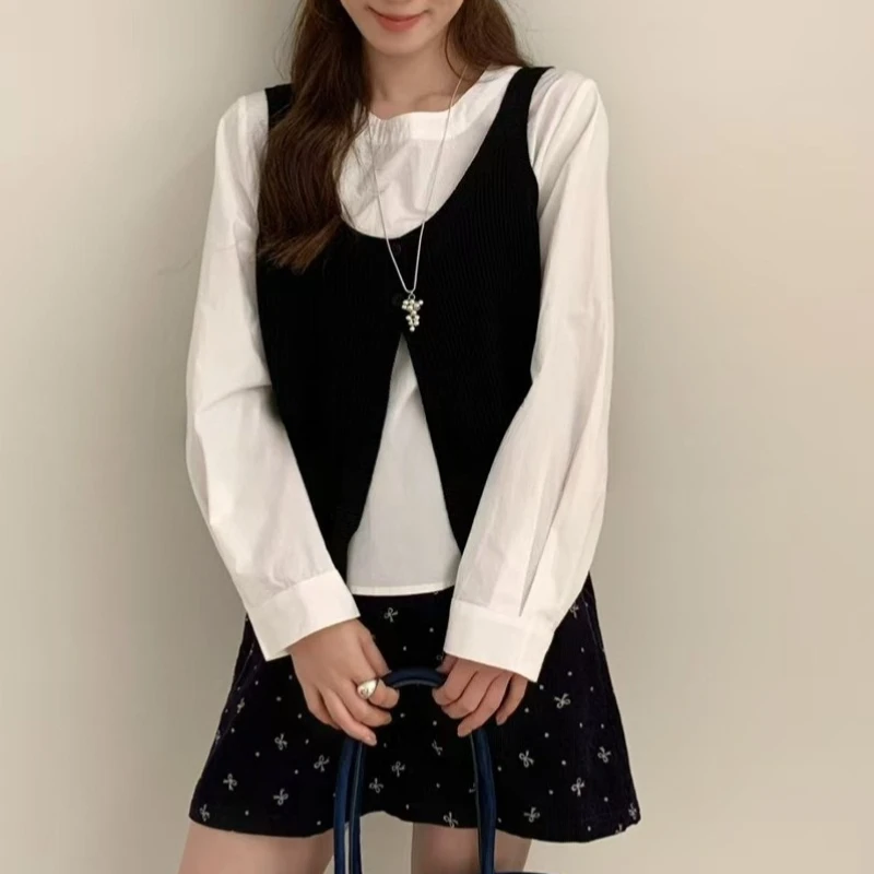 

Vintage Knitted Camisole Women's Base Shirt Set 2025 Fall Lazy Two-piece Set