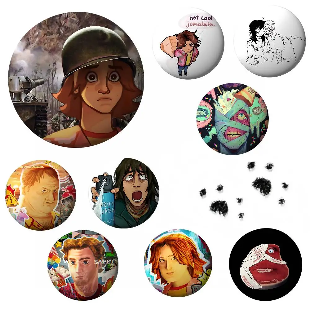 

Cool M-Mouthwashing Anime Round Laser Badge Cartoon Brooch Clothes Backpack Accessories Lapel