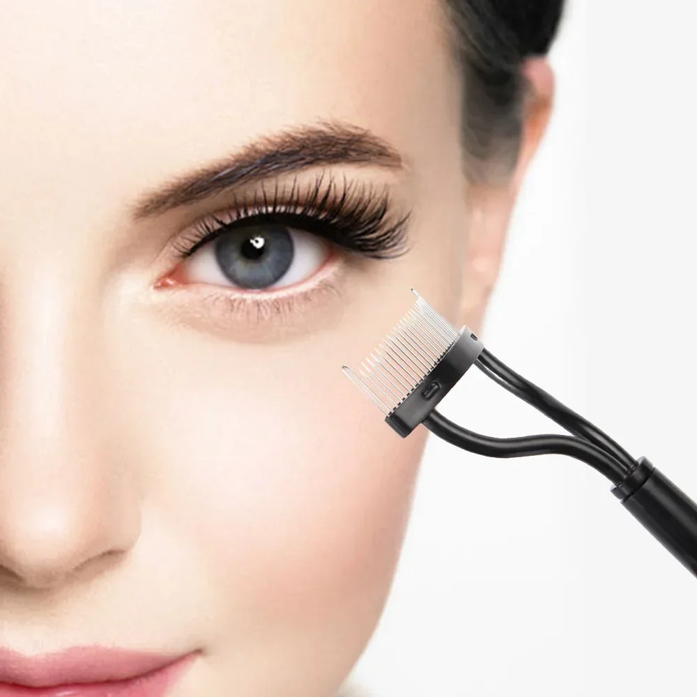 折りたたみ式まつげブラシコームマスカラカールまつげセパレーター金属ステンレス歯ストレートまつげカーラー美容メイクツール