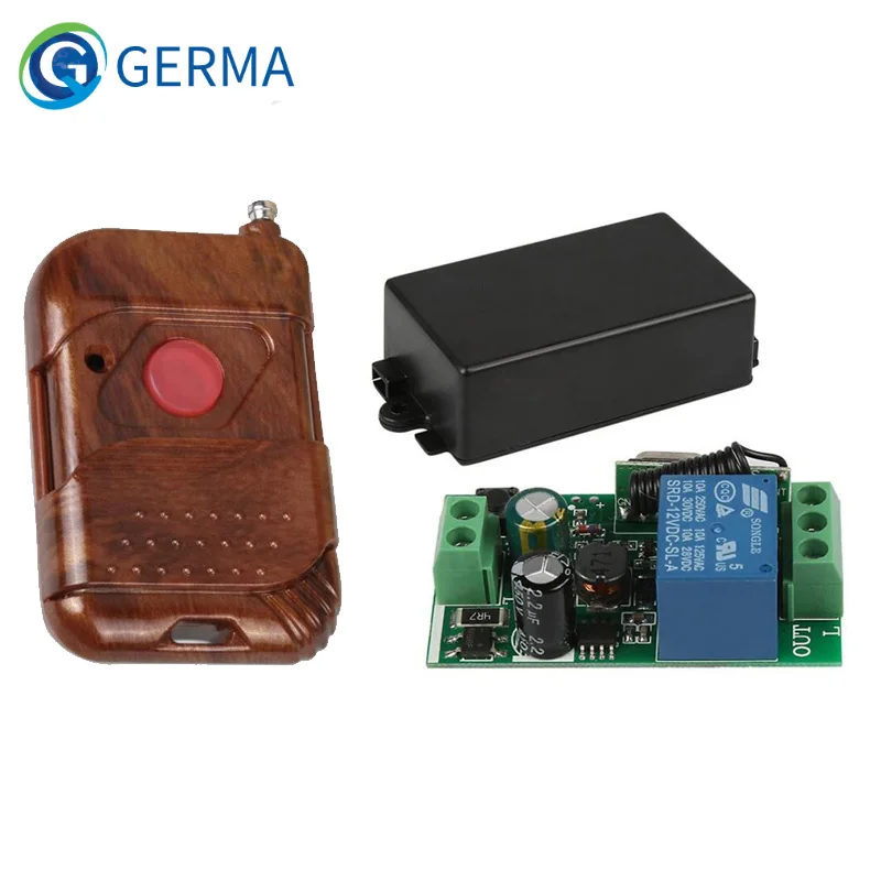 GERMA 433MHz 1 Button EV1527 Remote Control RF Transmitter with AC 110V 220V 1CH 433Mhz Wireless Relay Receiver Module For Home