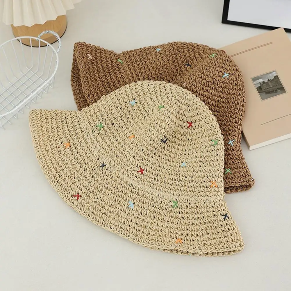 Foldable Sun Hat Summer Beach Hat Portable Foldable Fisherman Hat Handmade Braid Straw Sun Wide Brim Summer Outdoor for Travel