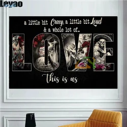 Skull Girl diamond Embroidery Love Art letters diy full diamond painting rose flower mosaic kit Wall Personality Art decor gift