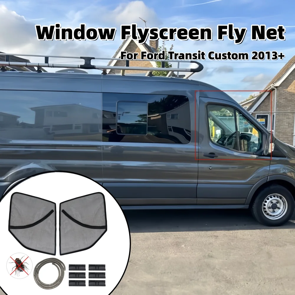 2 pièces Moustiquaire magnétique pour fenêtre de camping-car, protection avant contre les insectes et les moustiques pour Ford Transit Custom 2013+