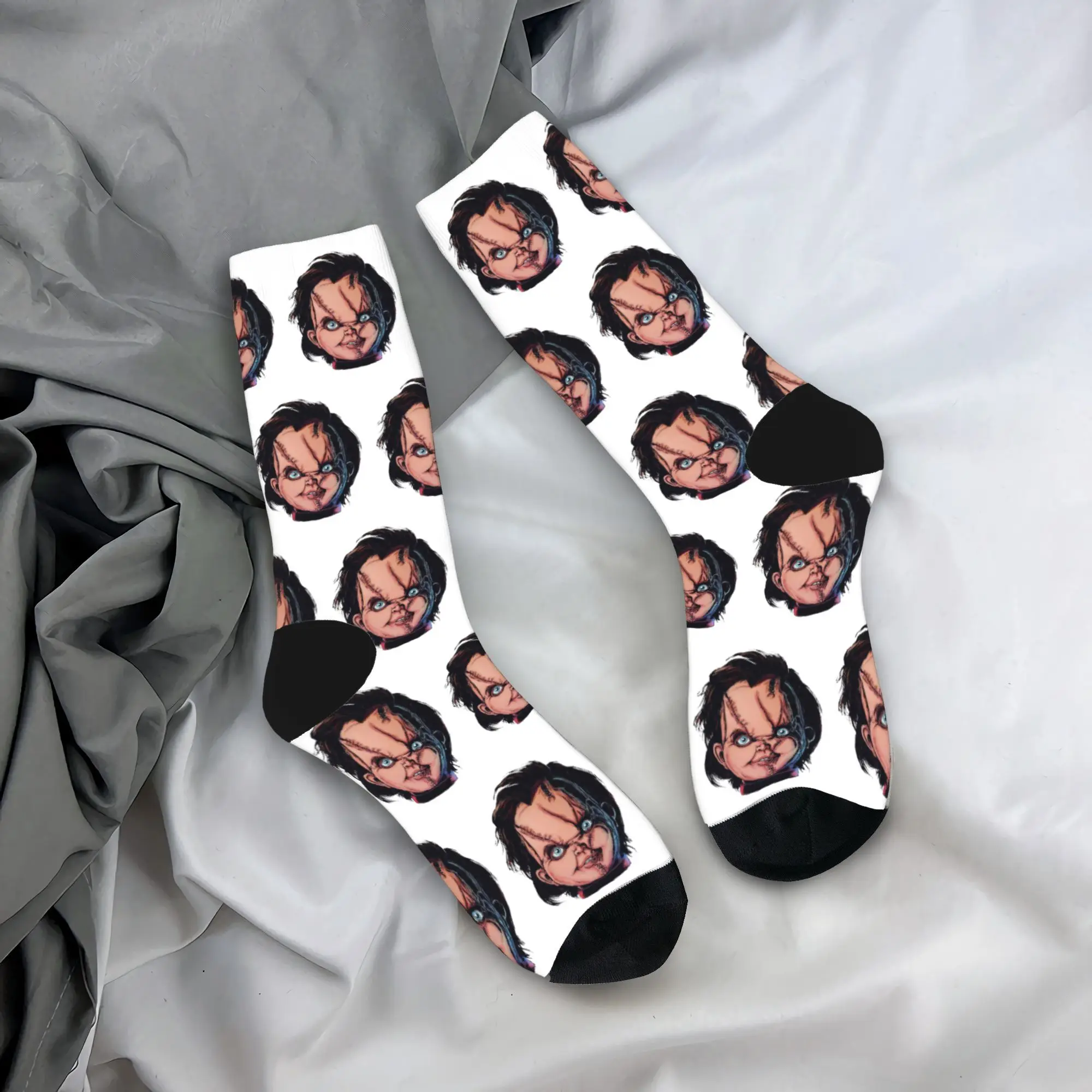 جوارب كاجوال من تشاكي لكرة القدم من البوليستر، جوارب أنبوبية متوسطة للنساء والرجال غير قابلة للانزلاق