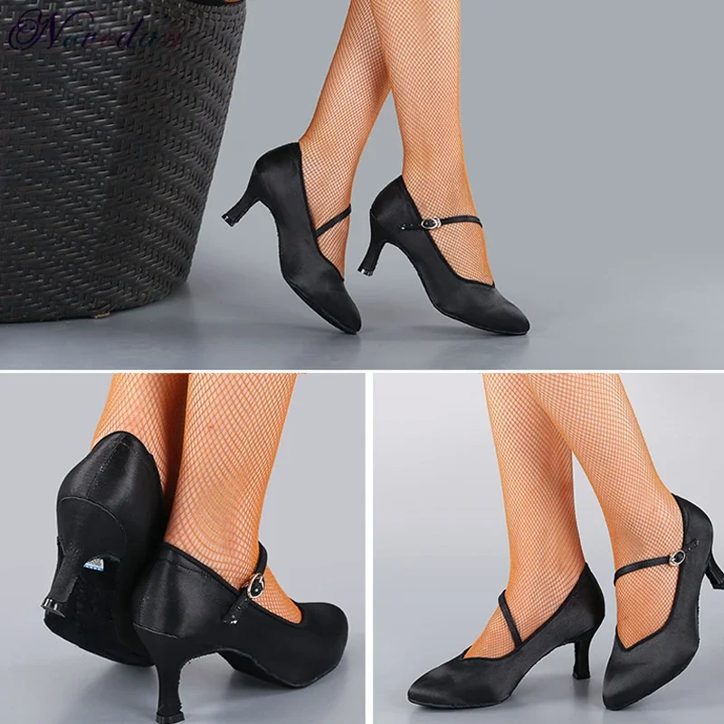 Tanz Frauen Standard Schuhe Satin High Heel Damen Ballroom Dance Schuhe Closed Toe Moderne Quickstep Foxtrot Walzer Tanz Schuhe – Detail 15