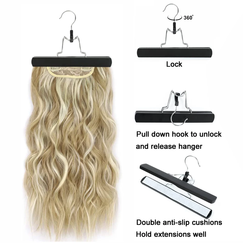

Wig Holder, Hair Extension Hangers Non Slip Skirt Hanger 360° Swivel Hook for wig,EasyCarry Home Hair Salon Travel Use