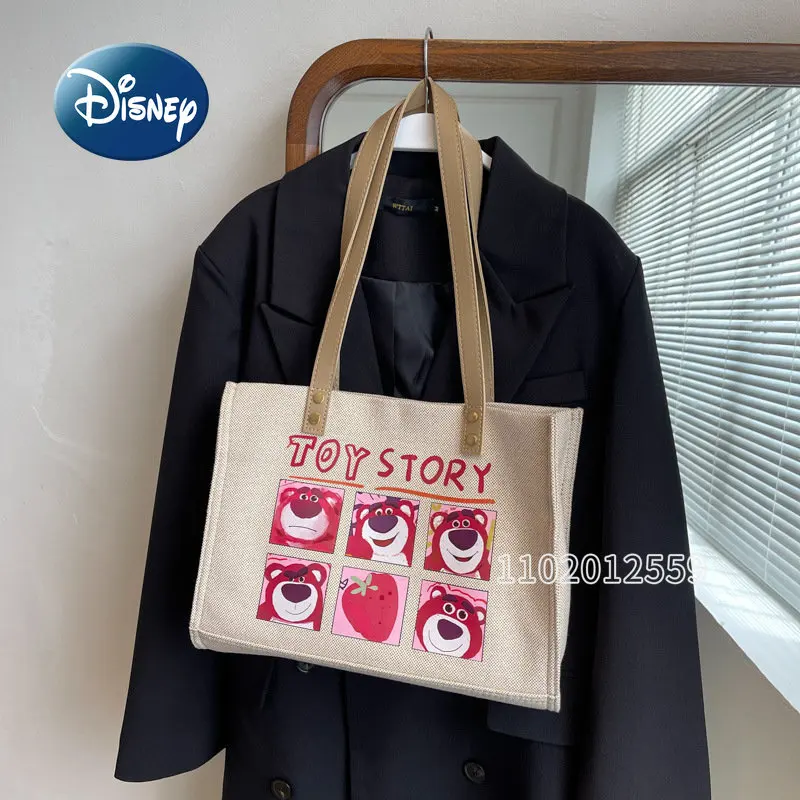 Disney-Bolso de mano de oso de fresa para mujer, bandolera multifuncional de gran capacidad con dibujos animados, tendencia de moda