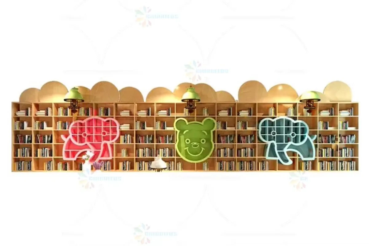 Big bookcase kindergarten wall bookshelf cute chicken-shaped bookcase kindergarten classroom furniture
